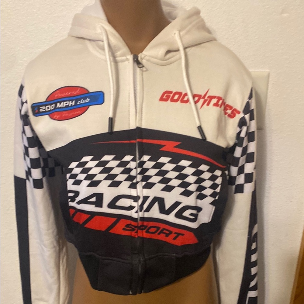 New Jrs Racing Sport Cropped Fleece Hoodie L